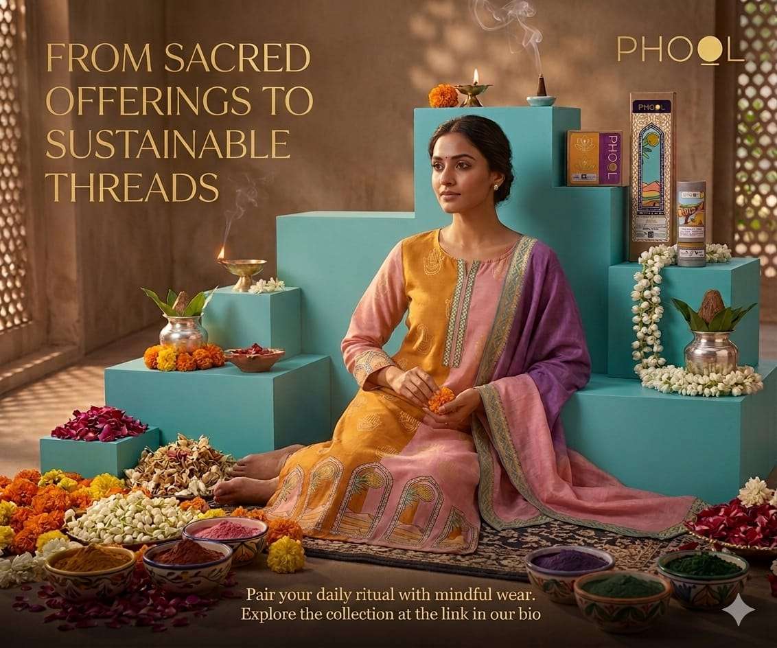 Phool — From Sacred Offerings to Sustainable Threads AI campaign visual