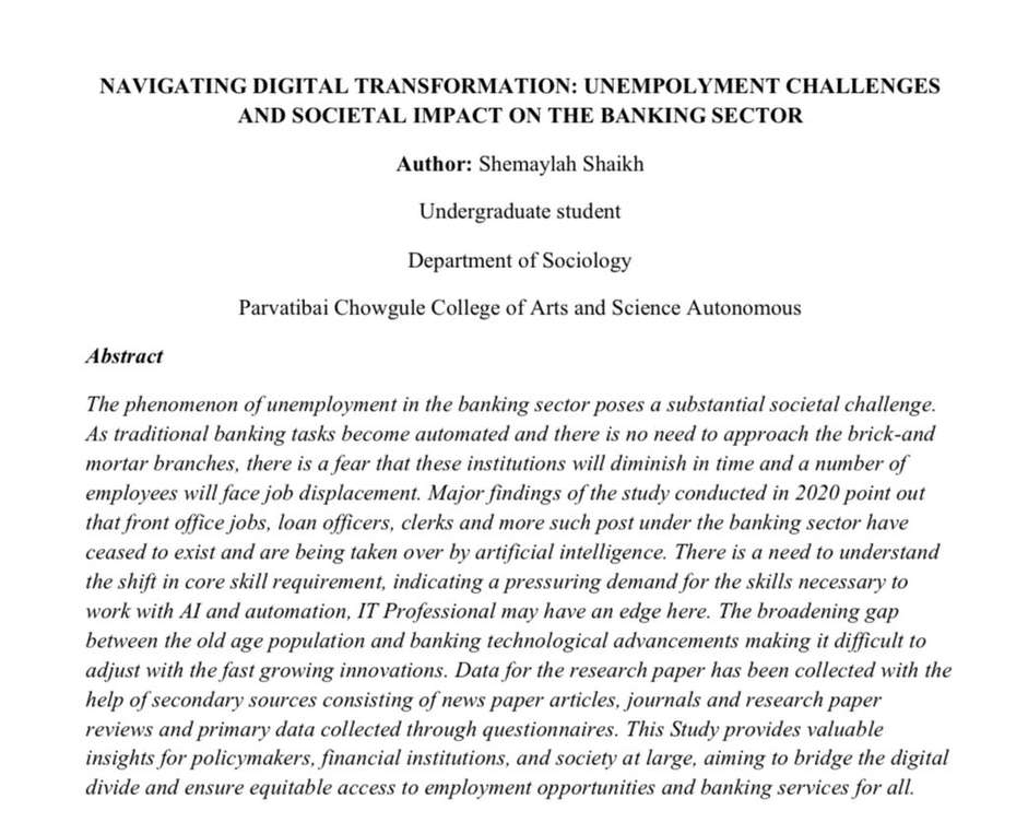 Banking research paper title page